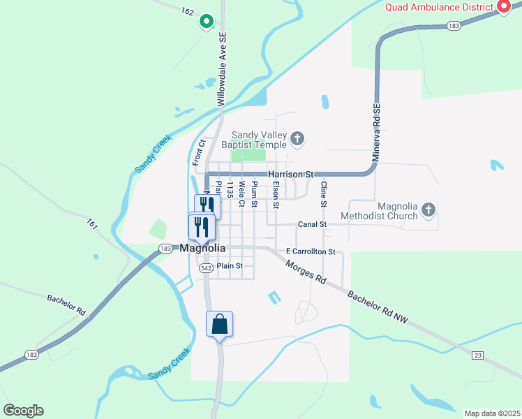 map of restaurants, bars, coffee shops, grocery stores, and more near 262 Plum St in Magnolia