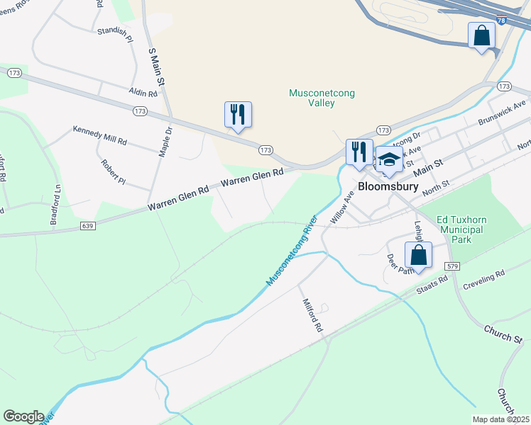 map of restaurants, bars, coffee shops, grocery stores, and more near 14 Bolton Drive in Bloomsbury