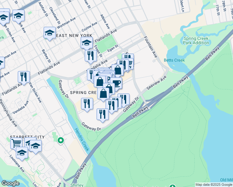 map of restaurants, bars, coffee shops, grocery stores, and more near 519 Gateway Drive in Brooklyn