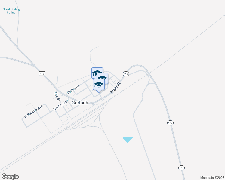 map of restaurants, bars, coffee shops, grocery stores, and more near 505 Main Street in Gerlach