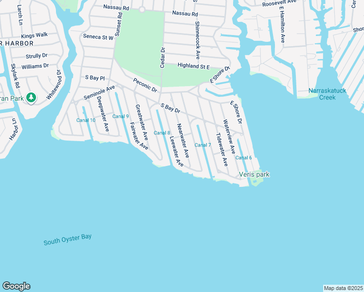 map of restaurants, bars, coffee shops, grocery stores, and more near 65 Nearwater Avenue in Massapequa