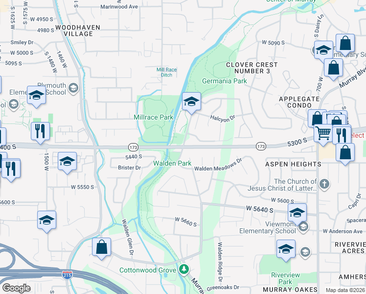 map of restaurants, bars, coffee shops, grocery stores, and more near in Murray