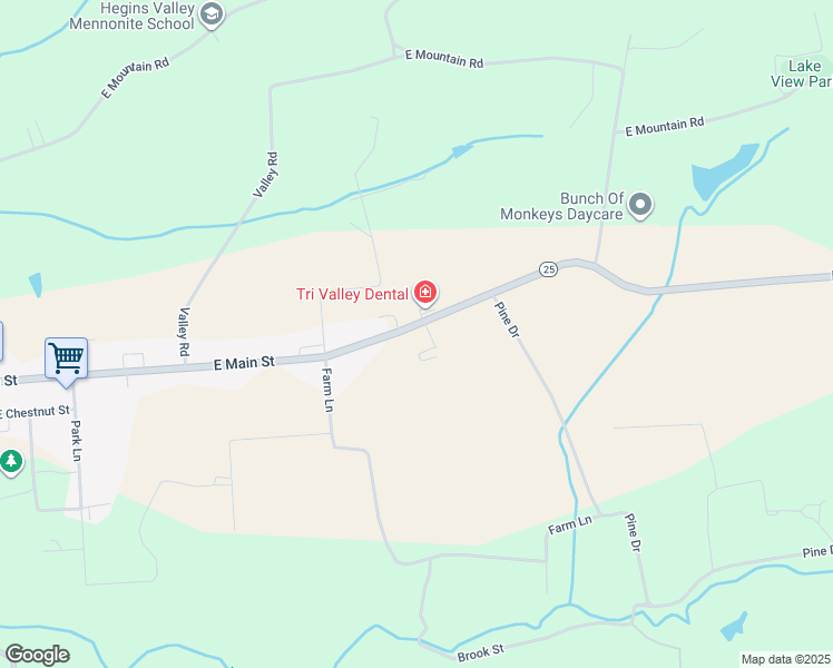 map of restaurants, bars, coffee shops, grocery stores, and more near 1137 East Main Street in Hegins