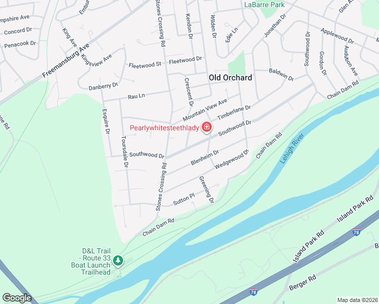 map of restaurants, bars, coffee shops, grocery stores, and more near 3760 Southwood Drive in Easton