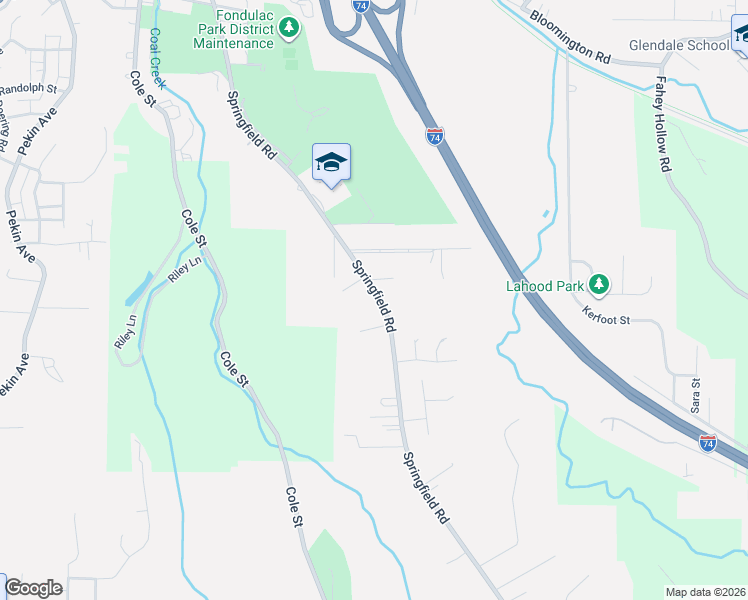 map of restaurants, bars, coffee shops, grocery stores, and more near 1006 Springfield Road in East Peoria