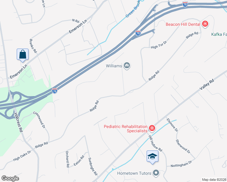 map of restaurants, bars, coffee shops, grocery stores, and more near 281 Ridge Road in Watchung
