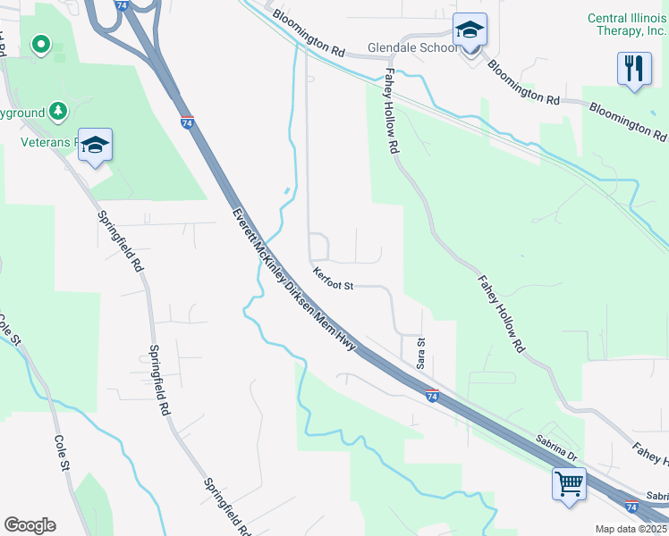 map of restaurants, bars, coffee shops, grocery stores, and more near 110 Sunnybrook Drive in East Peoria
