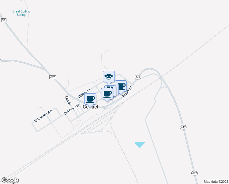 map of restaurants, bars, coffee shops, grocery stores, and more near 555 East Sunset Boulevard in Gerlach