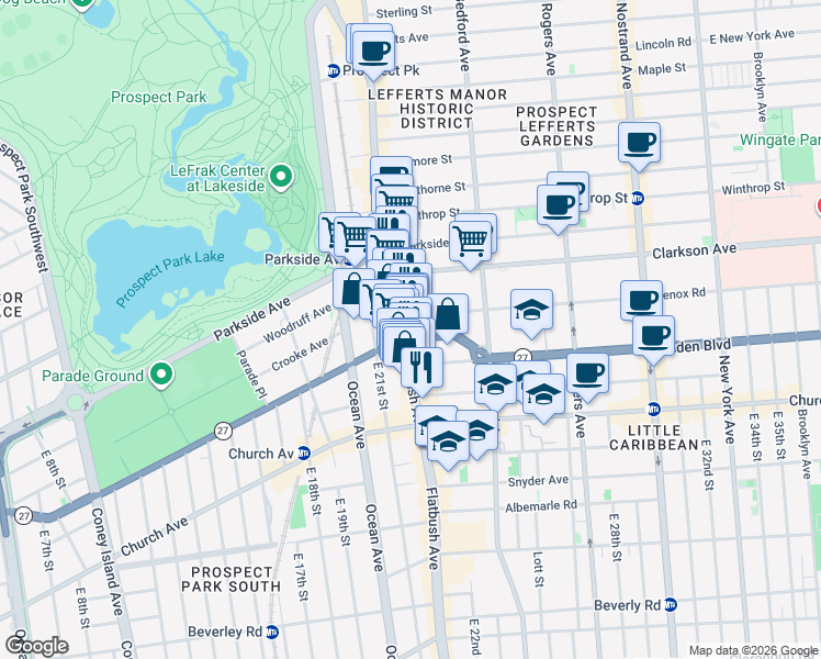 map of restaurants, bars, coffee shops, grocery stores, and more near in Brooklyn