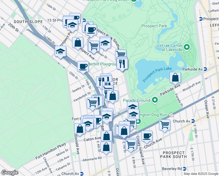 map of restaurants, bars, coffee shops, grocery stores, and more near 15 Reeve Place in Brooklyn