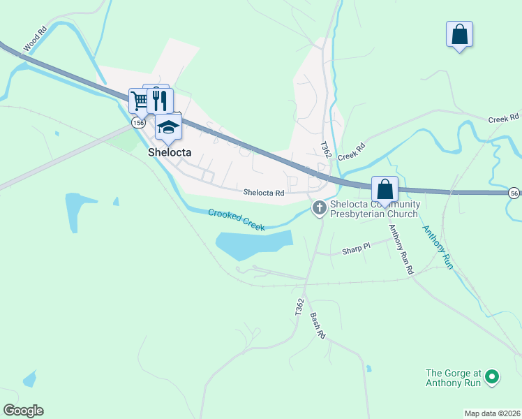map of restaurants, bars, coffee shops, grocery stores, and more near 151 Shelocta Road in Shelocta