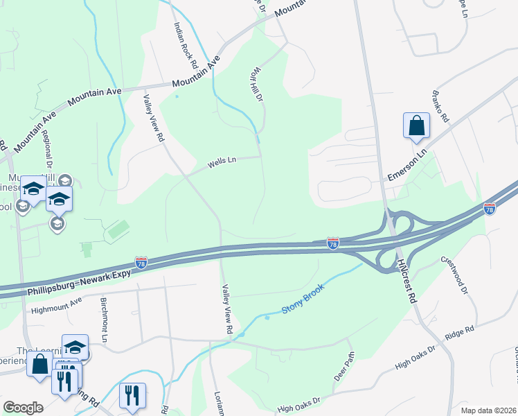 map of restaurants, bars, coffee shops, grocery stores, and more near 6 Upper Warren Way in Warren