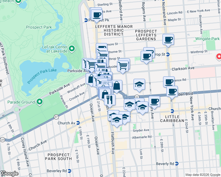 map of restaurants, bars, coffee shops, grocery stores, and more near in Brooklyn