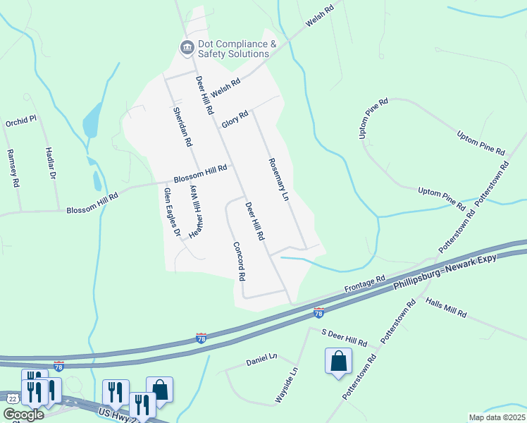 map of restaurants, bars, coffee shops, grocery stores, and more near 37 Deer Hill Road in Lebanon