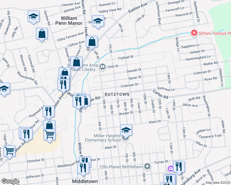 map of restaurants, bars, coffee shops, grocery stores, and more near in Middletown