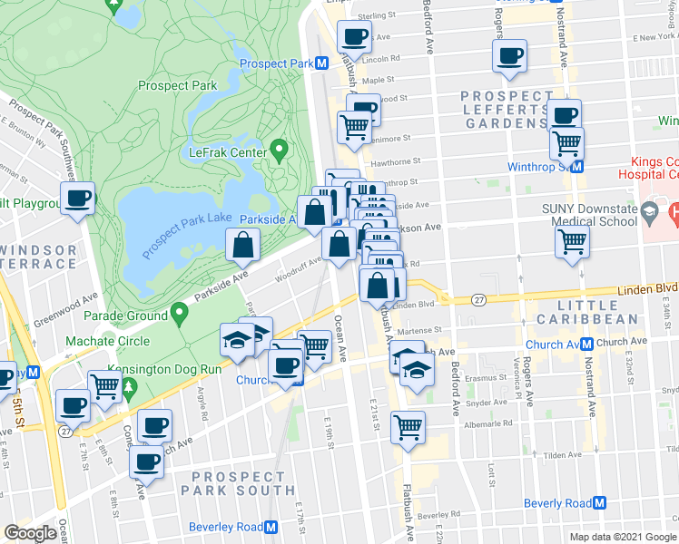 map of restaurants, bars, coffee shops, grocery stores, and more near in Brooklyn