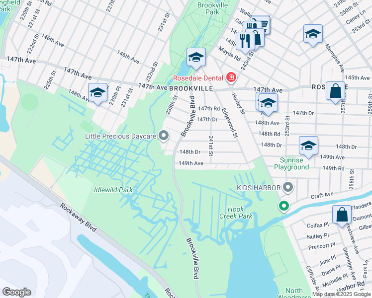 map of restaurants, bars, coffee shops, grocery stores, and more near in Queens