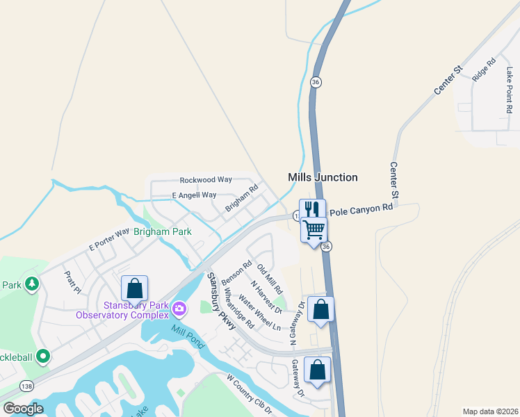 map of restaurants, bars, coffee shops, grocery stores, and more near 497 Frost Lane in Stansbury Park