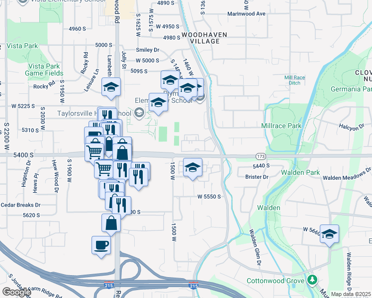 map of restaurants, bars, coffee shops, grocery stores, and more near in Taylorsville