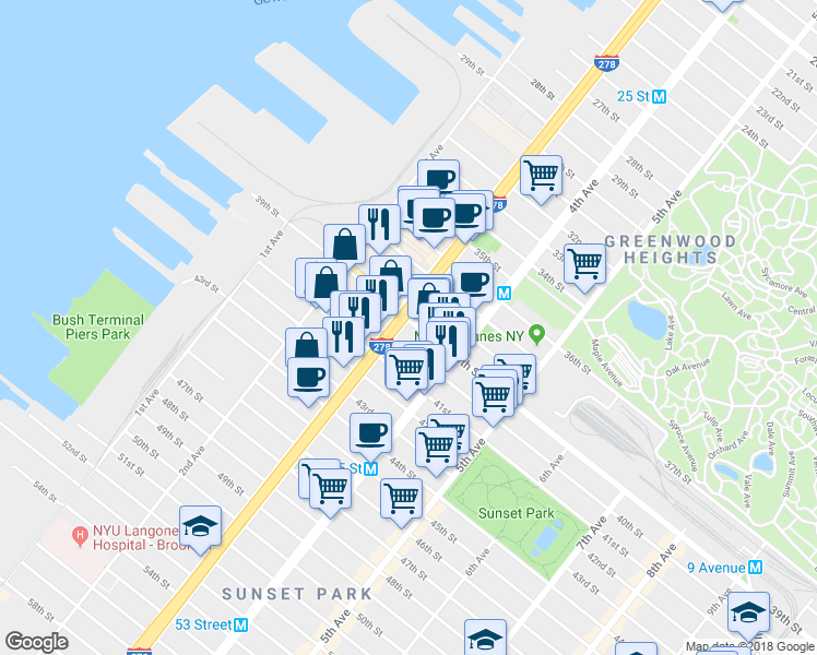 map of restaurants, bars, coffee shops, grocery stores, and more near in Brooklyn