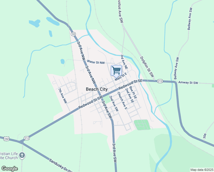 map of restaurants, bars, coffee shops, grocery stores, and more near 123 Redwood Street Southwest in Beach City