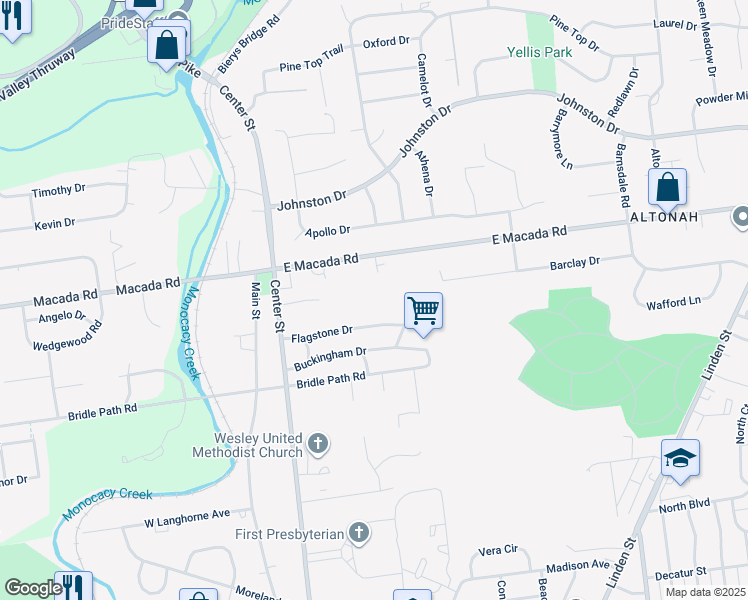 map of restaurants, bars, coffee shops, grocery stores, and more near 288 East Macada Road in Bethlehem