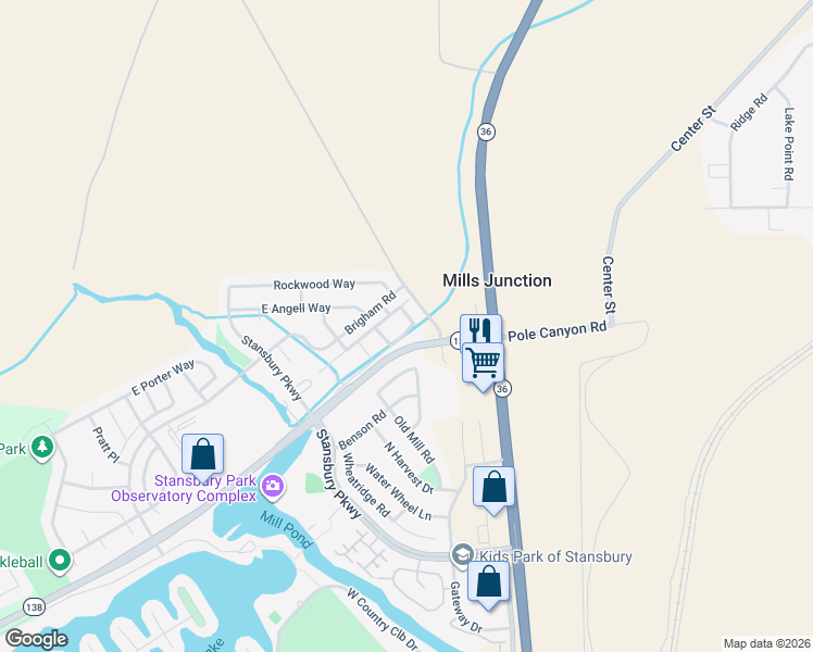 map of restaurants, bars, coffee shops, grocery stores, and more near 507 Frost Lane in Stansbury Park