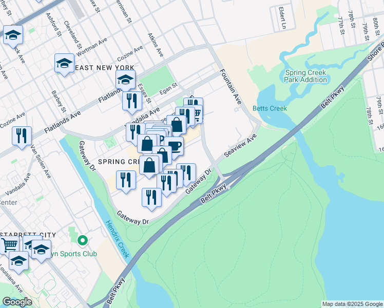 map of restaurants, bars, coffee shops, grocery stores, and more near 519 Gateway Drive in Brooklyn