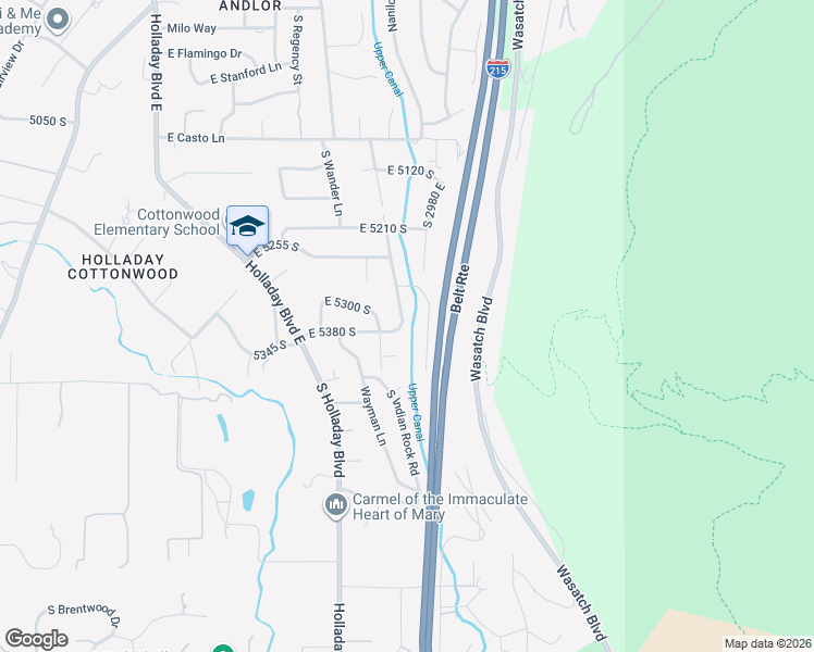 map of restaurants, bars, coffee shops, grocery stores, and more near 2950 East Hillsden Drive in Holladay
