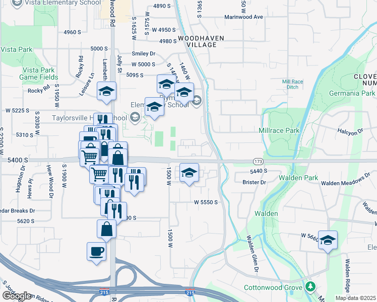 map of restaurants, bars, coffee shops, grocery stores, and more near in Taylorsville