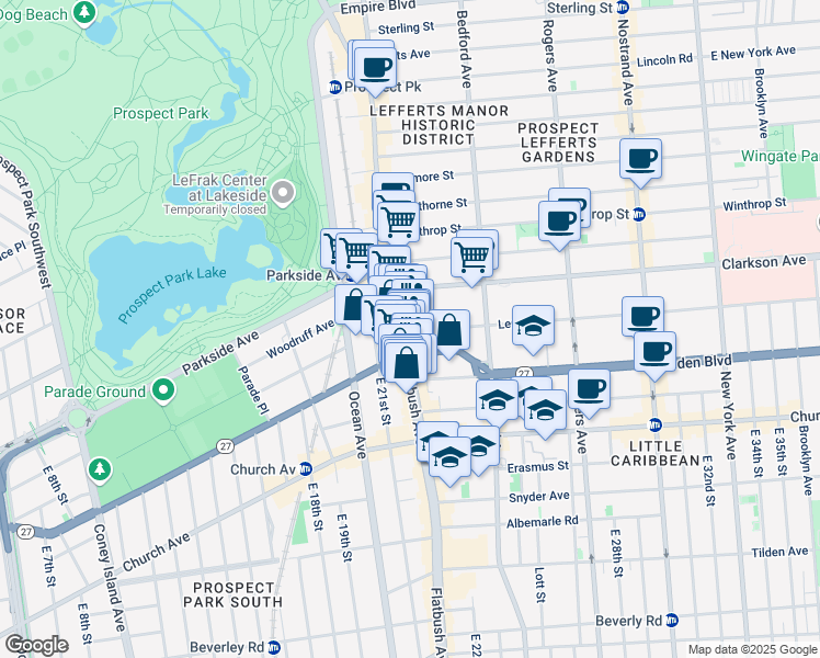 map of restaurants, bars, coffee shops, grocery stores, and more near in Brooklyn