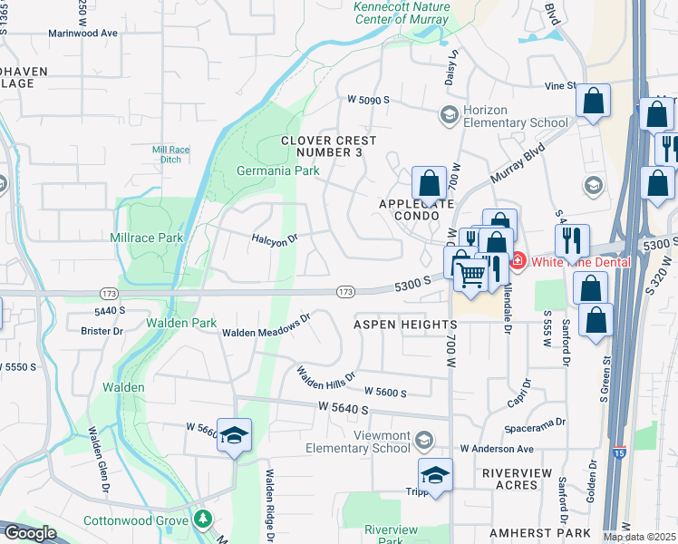 map of restaurants, bars, coffee shops, grocery stores, and more near 5387 New Hampton Dr in Salt Lake City