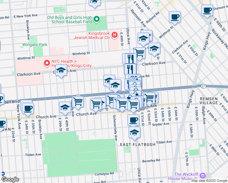 map of restaurants, bars, coffee shops, grocery stores, and more near 775 Schenectady Avenue in Brooklyn
