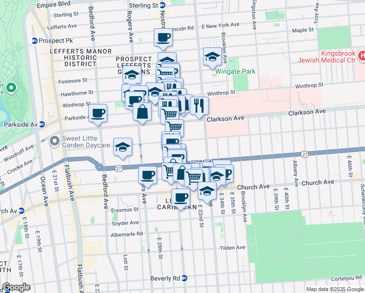 map of restaurants, bars, coffee shops, grocery stores, and more near 333 Lenox Road in Brooklyn