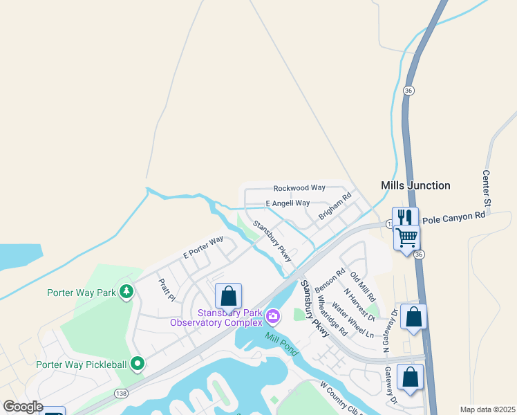 map of restaurants, bars, coffee shops, grocery stores, and more near 238 Rockwood Way in Stansbury Park