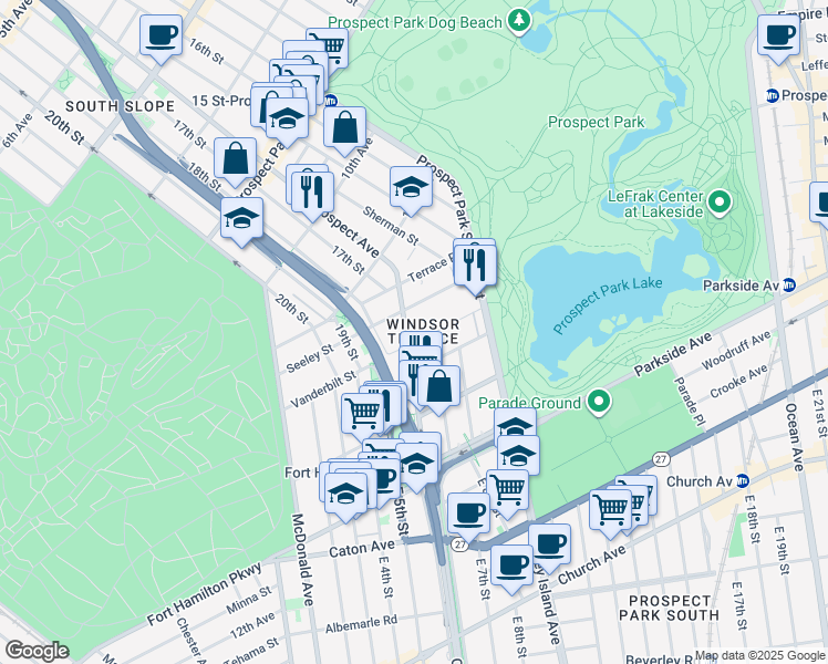 map of restaurants, bars, coffee shops, grocery stores, and more near in Brooklyn