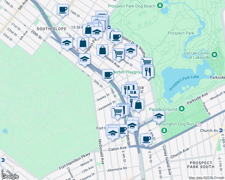 map of restaurants, bars, coffee shops, grocery stores, and more near in Brooklyn