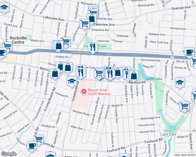 map of restaurants, bars, coffee shops, grocery stores, and more near 2327 Concord Street in Oceanside