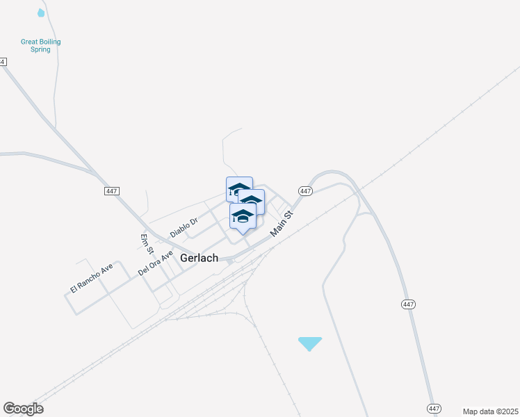 map of restaurants, bars, coffee shops, grocery stores, and more near 585 East Sunset Boulevard in Gerlach