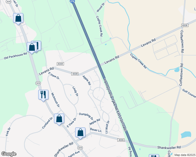map of restaurants, bars, coffee shops, grocery stores, and more near 4201 Lynx Court in Lehigh County