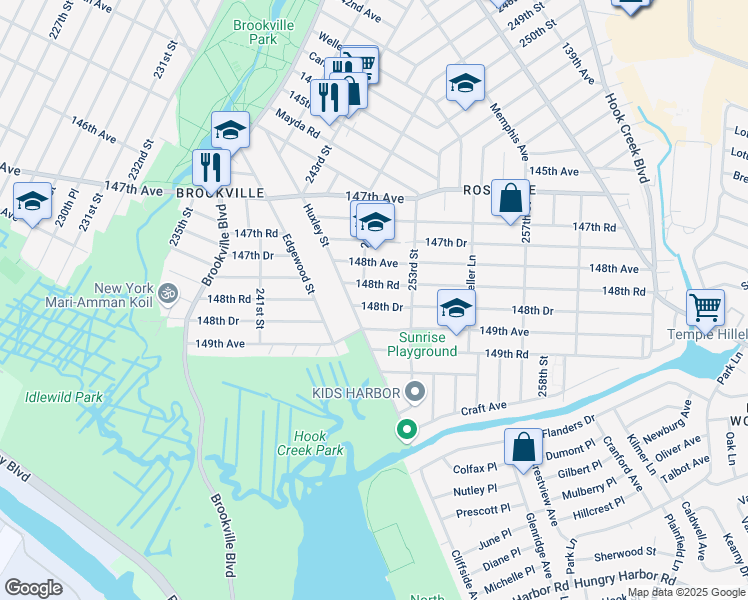 map of restaurants, bars, coffee shops, grocery stores, and more near 24900 148th Road in Queens