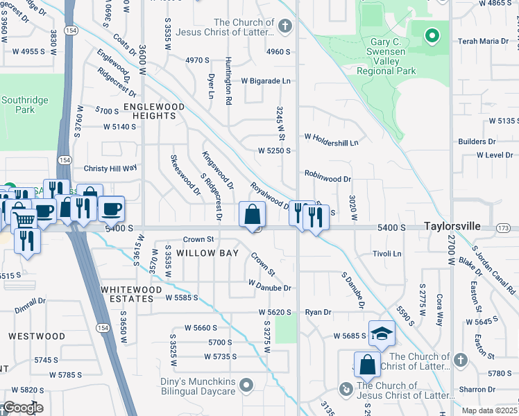 map of restaurants, bars, coffee shops, grocery stores, and more near 5320 South 3325 West in Salt Lake City