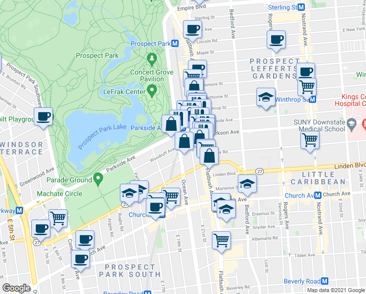map of restaurants, bars, coffee shops, grocery stores, and more near in Brooklyn