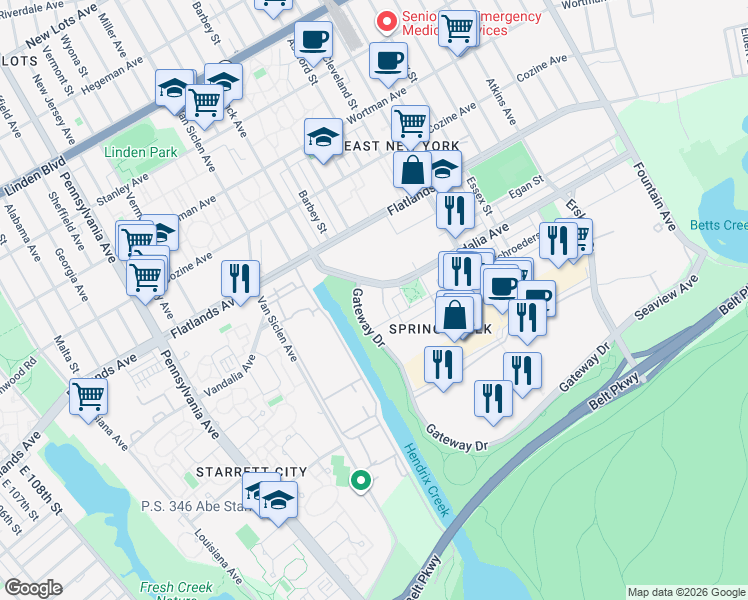 map of restaurants, bars, coffee shops, grocery stores, and more near 714 Walker Street in Brooklyn