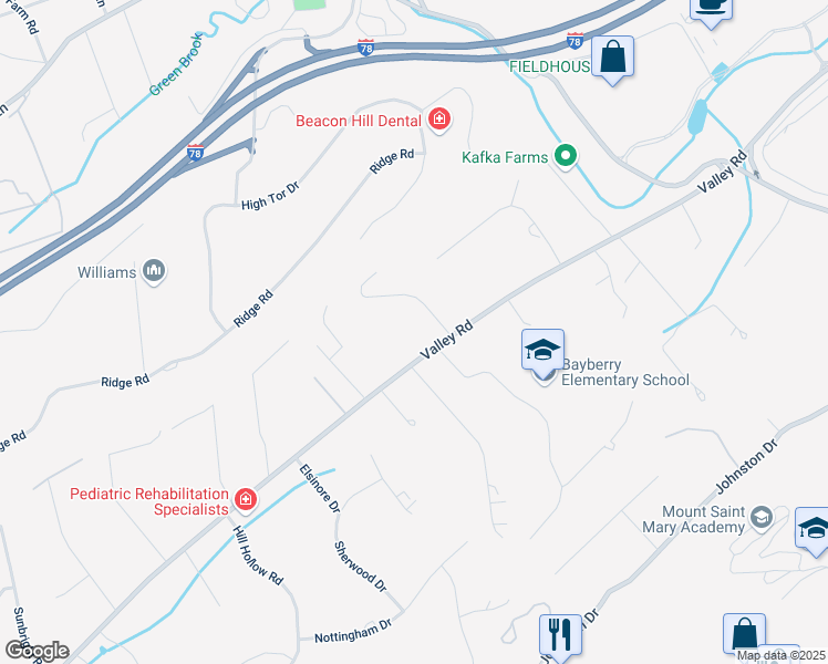 map of restaurants, bars, coffee shops, grocery stores, and more near 31 Tuttle Road in Watchung