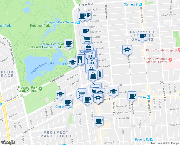 map of restaurants, bars, coffee shops, grocery stores, and more near in Brooklyn