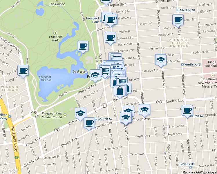 map of restaurants, bars, coffee shops, grocery stores, and more near in Brooklyn