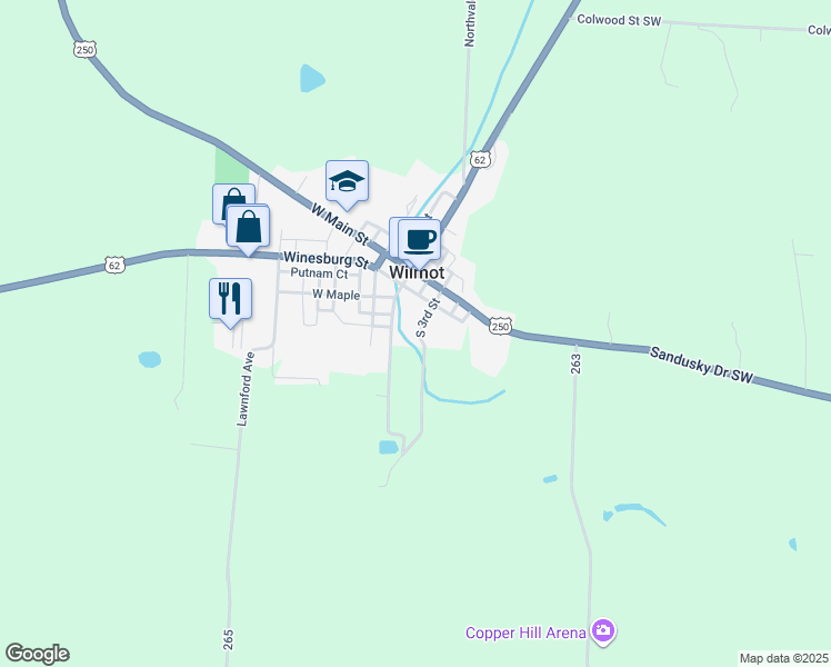 map of restaurants, bars, coffee shops, grocery stores, and more near 350 South 3rd Street in Massillon