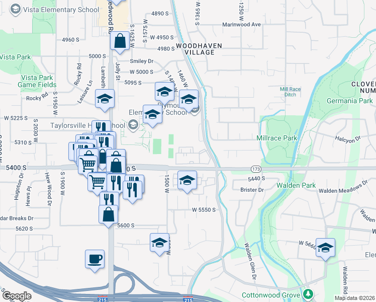 map of restaurants, bars, coffee shops, grocery stores, and more near 1406 Beacon Hill Drive in Taylorsville