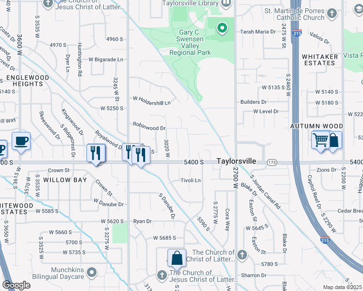map of restaurants, bars, coffee shops, grocery stores, and more near 5313 South 2970 West in Salt Lake City
